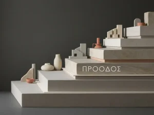Διαδοχικά ουδέτερα γεωμετρικά επίπεδα σε γραφείο με απαλό φωτισμό και χωρίς χρήματα ή διακριτικά καζίνο